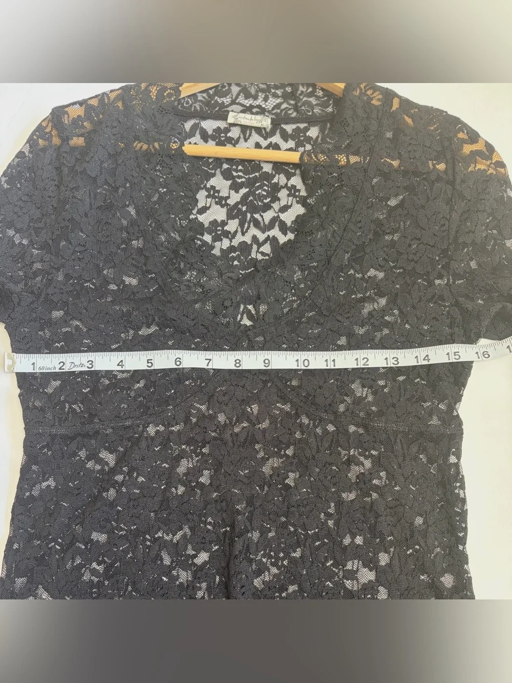 Free People All Day Lace Top Black Sheer Floral Lace Long Sleeve  Size Medium